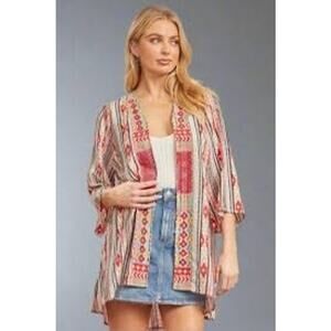 Savanna Jane kimono jacket embroidered southwestern print medium NWT